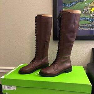 Sam Edelman Brown Lace-Up Knee-High Boots